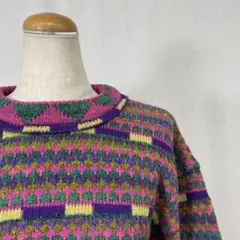 E84 used レトロ 柄物 ニット セーター トップス