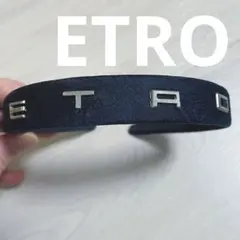 エトロ ￼ETRO ロゴ入りペイズリーカチューシャ　ネイビー
