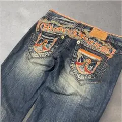 【限界値下げ中】RIOBERA フレアデニムパンツ　ブーツカット　刺繍　アメカジ