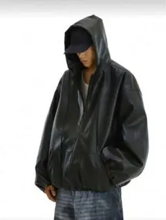 レザーフードジャケット