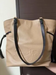 COACH ベージュ レザー ショルダーバッグ