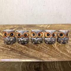 可愛いフクロウさんの置物 5羽セットC ハンドメイド雑貨 バリお土産 バリ雑貨