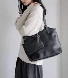 【新品タグ付】 LOWRYS FARM 2SETベルトトートBAG ブラック