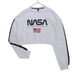 ⭐️最終お値下げ​⭐️H&M NASA ロゴ クロップド丈【М】ロンT 白