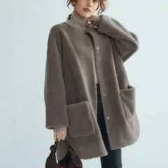 ノーカラーコート フリースジャケット