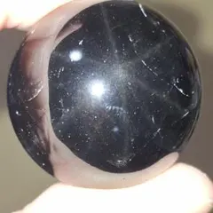 虹入り！傷あり、特大モリオンスフィア台座付き！ 天然石✨️スターモリオン スフィア✨️六芒星台座付き - メルカリ