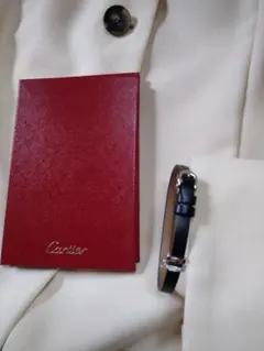 【美品】Cartier ブラックレザーブレスレット　ホワイトゴールドのサムネイル