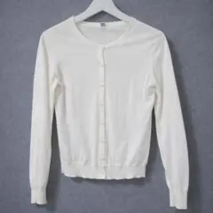 ユニクロ UVカットクールネックカーデガン ホワイト S レディース
