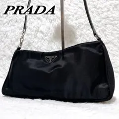 美品✨PRADA アクセサリーポーチ　三角ロゴ　ナイロン　レザー　肩掛け