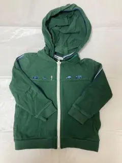 familiar 緑色フード付きトレーナー パーカー　車刺繍