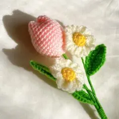 ミニミニブーケ 毛糸花束 かぎ編み 枯れない花 編み物 小物 ブーケ