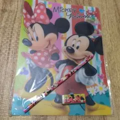 ミッキー＆ミニー下敷き、鉛筆、消しゴムセット未開封品