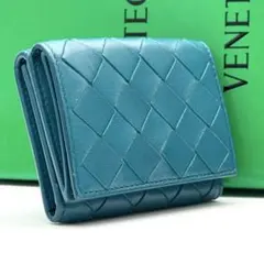 希少色 極美品✨ボッテガヴェネタ イントレチャート 三つ折り財布 レザー