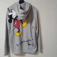 ミッキーデザイン グレー パーカーL