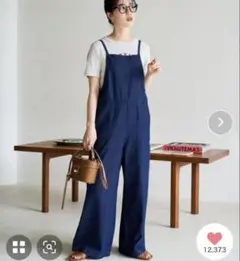 新品タグ付き FREAK'S STORE 紐 デニム サロペット ネイビー M