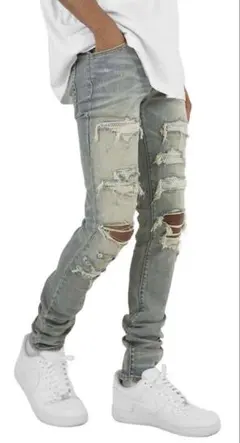 ダメージ加工スキニーデニム