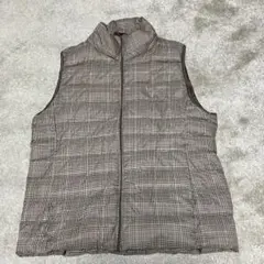 UNIQLO チェック柄 ダウンベスト ブラウン系
