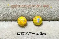 ✨煌びやかな極上遊色✨ 京都オパール刈安一粒ピアス 3㎜　③