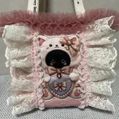 コヤンイサムチョン♡チャーム付き！インド刺繍×ヌビ！猫トートバッグ