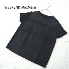 ウイークエンドマックスマーラ Tシャツ カットソー 半袖 麻 綿 刺繍 黒のサムネイル