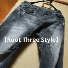【Root Three Style】ストレート ブラックデニム M 本革ポイントのサムネイル