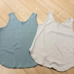 GU リブ編み Vネック タンクトップ 2色セット