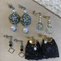 多様ピアス4点セット　まとめ売り　イヤリングに変更可能