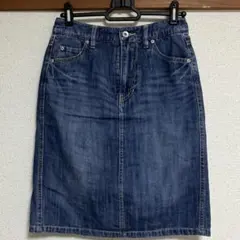 デニムひざ丈スカート(防寒)