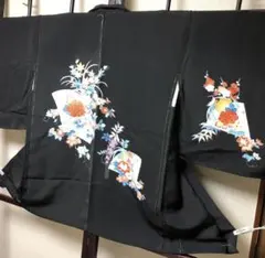 黒羽織　絵羽織　友禅風羽織　着物カーディガン モダンジャパン　やけありの訳あり