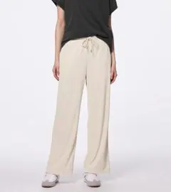 【美品】GU ジーユー リブプルオンパンツ オフホワイト S