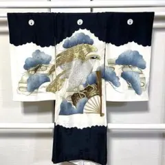 美品 お宮参り 産着 祝着 0歳 男の子 白 地紋 袖狩衣 長襦袢付 7036