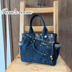 デニムリメイク☆サイドポケット付トートバッグ