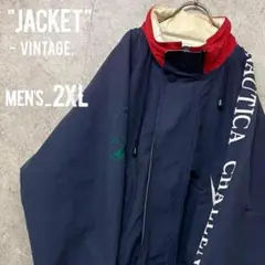 レア◎90s《ノーティカ》刺繍ナイロンジャケット/メンズ2XL