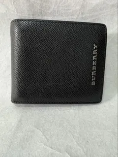 24時間セール BURBERRY ブラック レザー　ニつ折り財布　ノバチェク