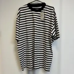 新品未使用　無印良品 綿ドロップショルダー ボーダーTシャツ L-XLのサムネイル
