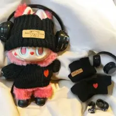 ラブブ ニット帽、セーター、ヘッドホン、靴セット