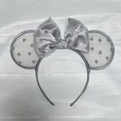 ディズニー シースルー カチューシャ グレー レース みずたま リボン