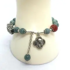 【繁栄と成功を引き寄せる守護の石】翡翠×赤瑪瑙 お守りブレスレット-311