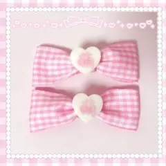 ♡ リボンヘアクリップ 量産型 地雷系 平成女児 萌 ピンク ♡