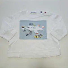 ファミリア 刺繍長袖Tシャツ80 飛行機デザイン familiar ベビー