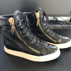 ジュゼッペザノッティ 美品 ハイカット スニーカー Wジップ 24cm