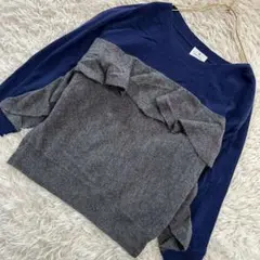 LANVIN フリル付き長袖ニット グレー 38