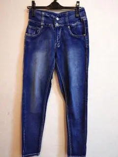 ダークブルー スキニーデニム ハイウエスト