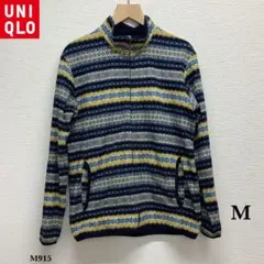 UNIQLO『ユニクロ』フリース フルジップ【M】ブルー総柄