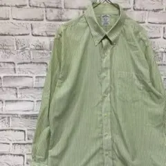 ブルックスブラザーズ長袖シャツ！ストライプ　グリーンL 0324