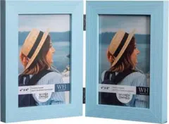 写真立て 2面 おしゃれ 折りたたみ 木製フォトフレーム はがき ポストカード