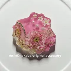 貝殻purple ハンドメイド ヘアゴム ブローチ ポニフ マグネット