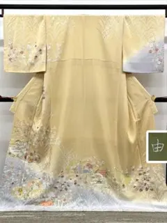 振袖 仮絵羽 刺繍 金彩 大輪 牡丹 正絹 未仕立て品 八掛付き MOK932 