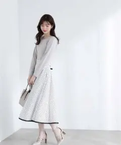 PROPORTION ニットドッキングドットワンピース