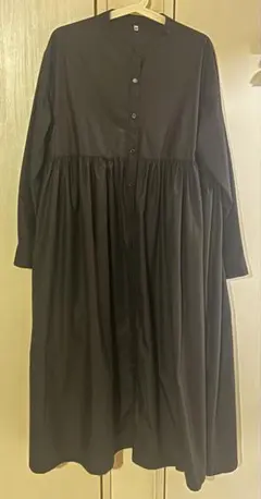 バンドカラー　ロングシャツ　ワンピース　羽織り